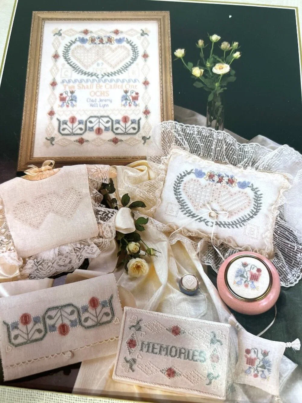 4 Cross-Stitch Sampler Patterns Book  Alphabet Floral Wedding Birth Designs